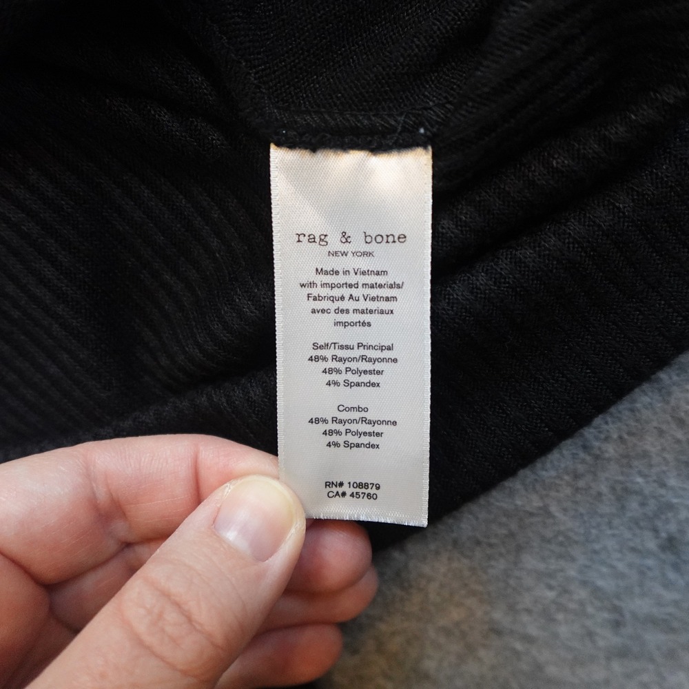 Rag and Bone Dress Women Extra Small Black Wrap Textured Mini LBD Simple TShirt - Picture 4 of 10